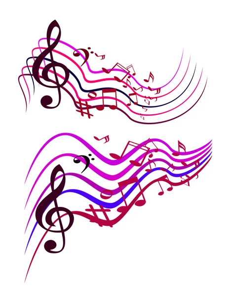 Notas abstractas de música colorida. Ilustración vectorial — Vector de stock