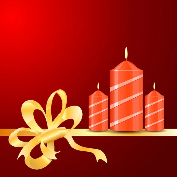 Vector brandende kaarsen van lint op de rode achtergrond — Stockvector