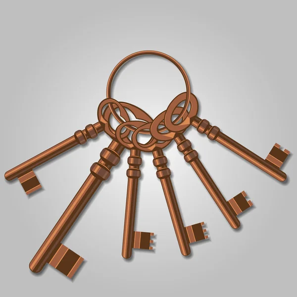 A bunch of old keys. Vector Illustration — Stock Vector