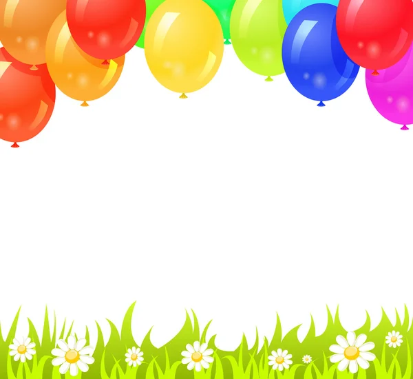 Fondo con globos de colores con espacio para su texto — Vector de stock