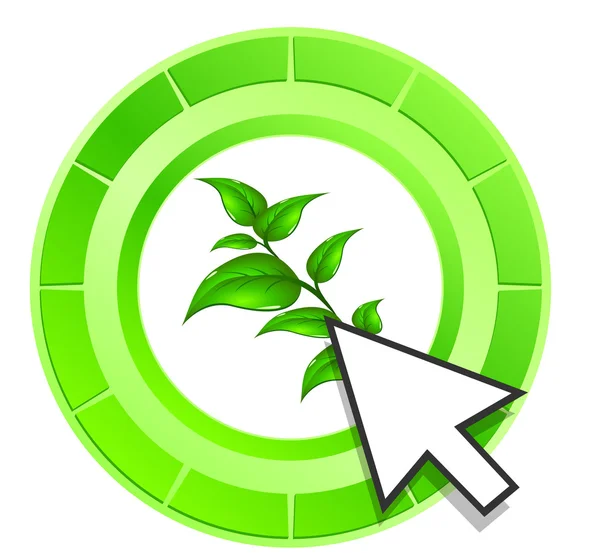 Vector leaf icon green button — Stock Vector