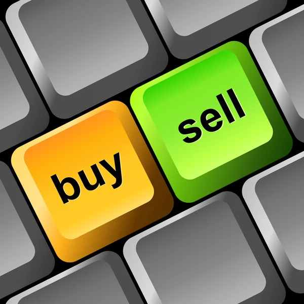 Acheter et vendre bouton sur le clavier — Image vectorielle