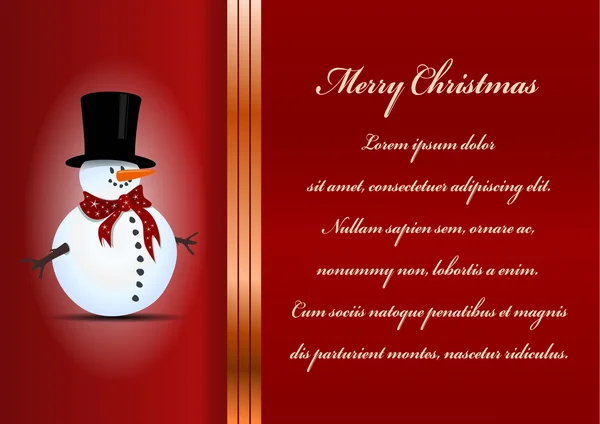 张圣诞贺卡。雪人和为您的文本的地方庆祝活动背景. — 图库矢量图片