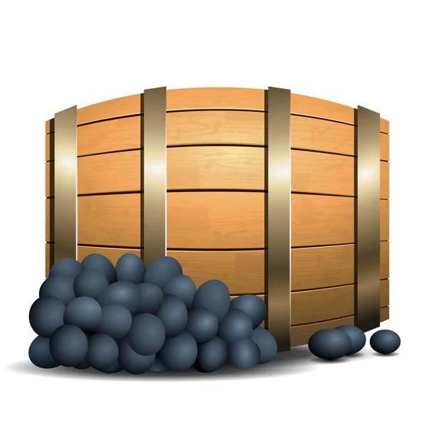 Wine barrel and grapevine on white background — Stock Vector