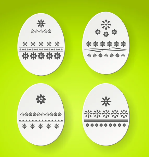 Carta di carta verde vettoriale con uova di Pasqua decorate — Vettoriale Stock