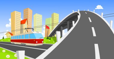 Köprünün altından gelen tramvay