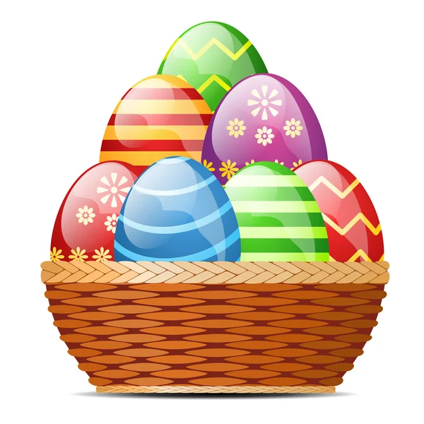 Basket with Easter eggs — Stock Vector