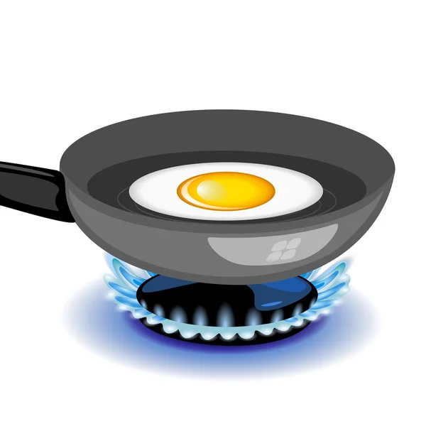 Vector fried egg on a frying pan — Stock Vector