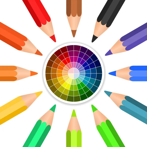 Vector colored pencils arranged in a circle — Stock Vector