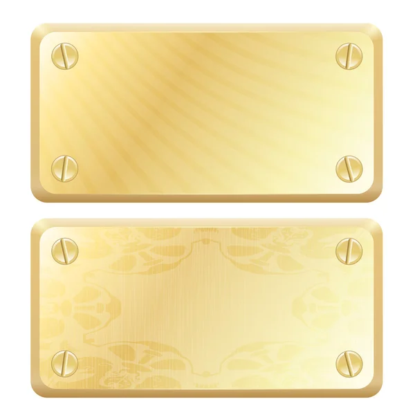 Etiquetas de metal de ouro vetorial - Nameplates —  Vetores de Stock