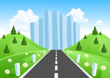 Kırsal kesimden şehre giden yol.
