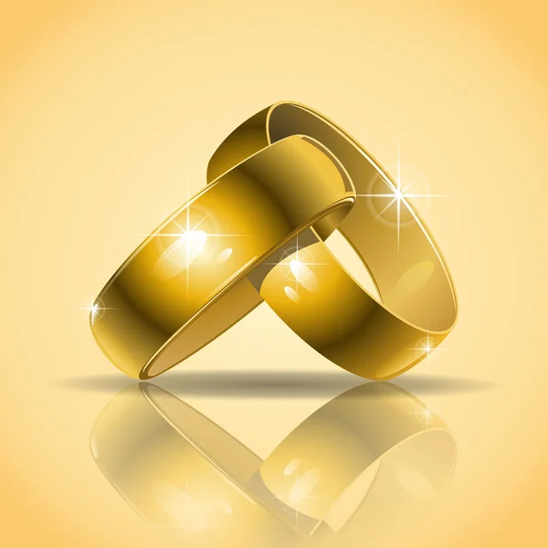 Anillos de boda de oro — Vector de stock