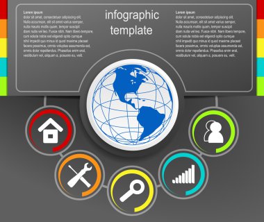 Siyah arkaplanda vektör bilgi tasarımı