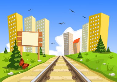 tren yolu içine kentin peyzaj içinde