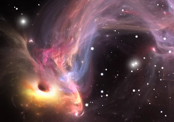 Tung svart hål absorberande gas och stoft från runt — Stockfoto