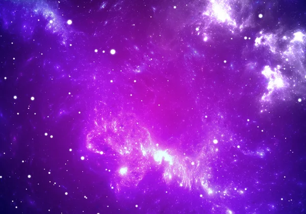 Fondo espacial con nebulosa púrpura y estrellas — Foto de Stock