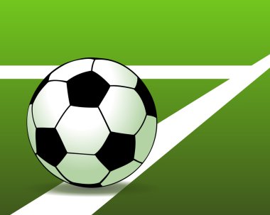 Yeşil sahada futbol topu. vektör çizim 