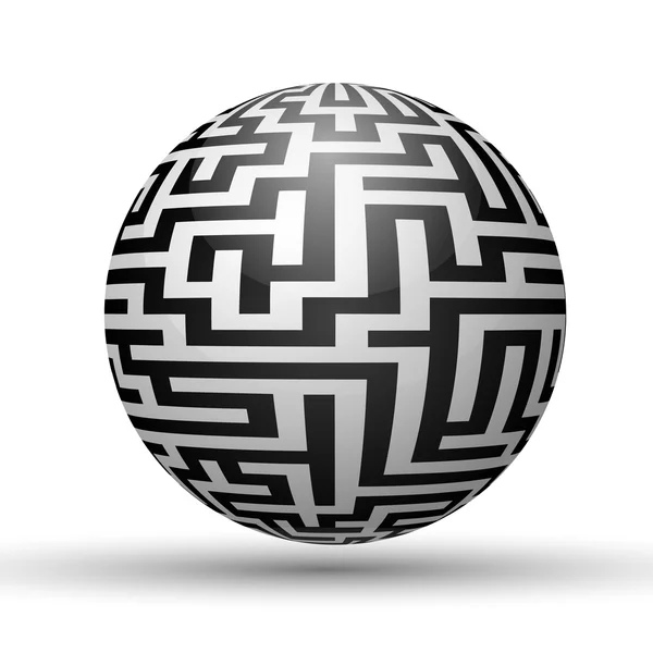 Labyrinthe sans fin avec forme sphérique, illustration vectorielle — Image vectorielle