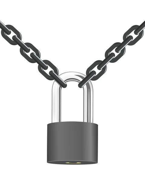 Vector steel chain with lock — Stock Vector