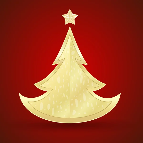 Golden fir on a red background. Vector — Stock Vector