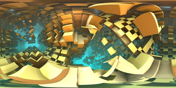 360 Degree Labyrinth Abstract Maze Background Panorama Equirectangular Projection Environment — Stock Photo, Image