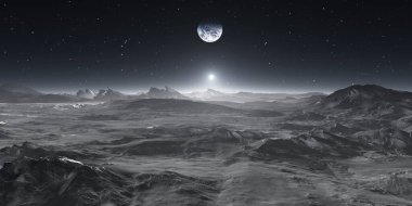 Earth from the Moon. 3d illustration
