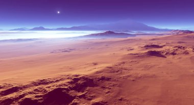 Alien planetary landscape. 3d illustration