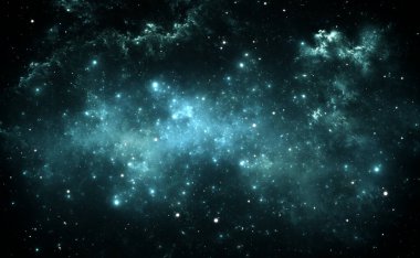 Glowing space nebula and stars in deep space, 3d illustration