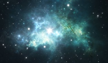 Evrendeki süpernova patlaması. Bir yıldızın muhteşem patlaması, 3D illüstrasyon