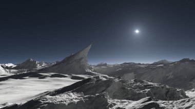 Uzaylı ayı ya da yabancı gezegen manzarası. 3d illüstrasyon