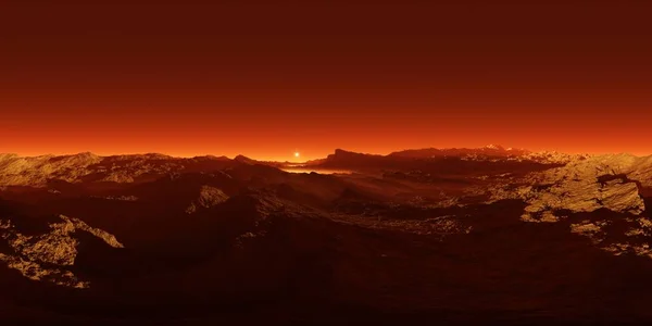 360 Degree Panorama Sunset Mars Environment 360 Hdri Map Equirectangular — Stockfoto