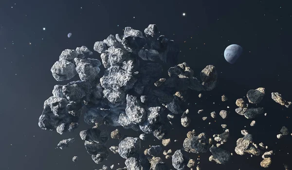 Пояс Астероидов Кометы Астероиды Краю Солнечной Системы Иллюстрация — стоковое фото