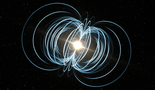 Magnetar Neutron Star Extremely Powerful Magnetic Field Rendering — Stock Photo, Image