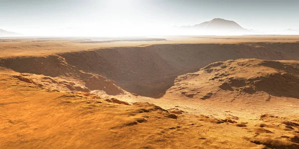 Κρατήρες Πρόσκρουσης Στον Άρη Ηλιοβασίλεμα Στον Άρη Αρειανό Τοπίο Απεικόνιση — Φωτογραφία Αρχείου