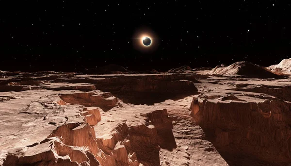 Eclipse Tierra Luna Roja Renderizado — Foto de Stock