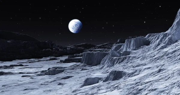 Earth Rising Moon Rendering — 图库照片