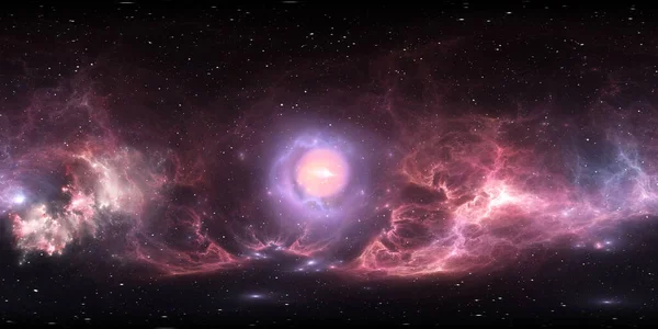 Sfondo Spazio 360 Gradi Con Nebulosa Stelle Proiezione Equirettangolare Mappa — Foto Stock