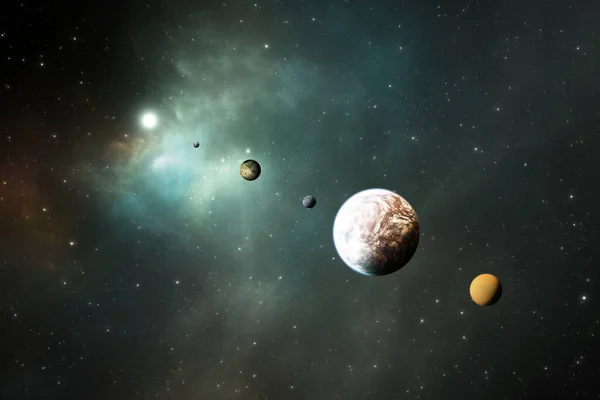 Rocky Planets Exoplanets Extrasolar Planets Deep Outer Space Illustration — Stock Photo, Image