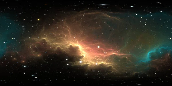Sfondo Spazio 360 Gradi Con Nebulosa Stelle Proiezione Equirettangolare Mappa — Foto Stock