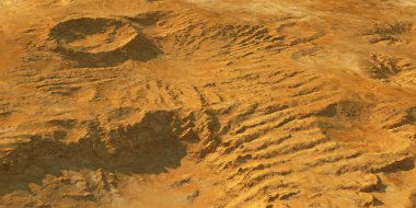 View of Mars from above. Martian surface, 3d rendering