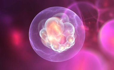 First cell, origin of life, 3D illustration