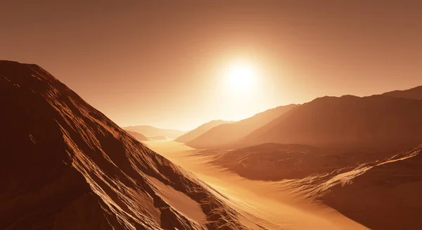 Mars Red Planet Martian Landscape Covered Dust Illustration — Φωτογραφία Αρχείου