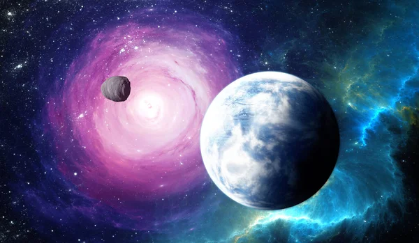 Frozen Extrasolar planet from deep outer space. 3d illustration
