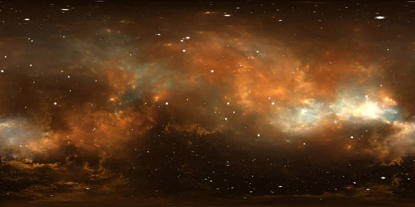 Fundo Espacial 360 Graus Com Nebulosa Estrelas Projeção Equiretangular Mapa — Fotografia de Stock