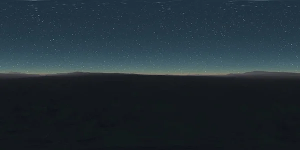 360 Градусів Зоряне Нічне Небо Нічний Пустельний Пейзаж Прямокутна Проекція — стокове фото