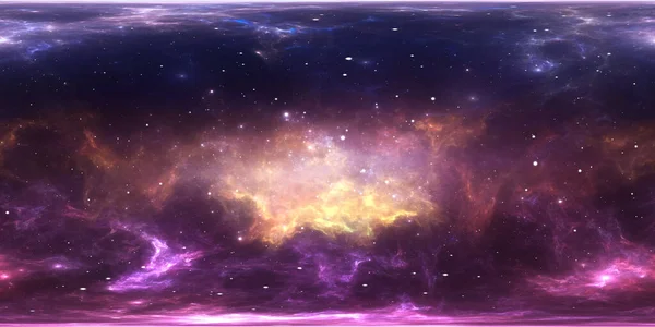 360 Grad Raumhintergrund Mit Nebel Und Sternen Gleicheckige Projektion Umgebungskarte — Stockfoto