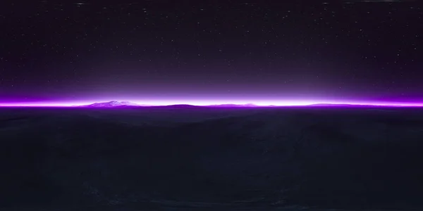 360 Degree Starry Night Sky Texture Night Alien Desert Landscape — 图库照片