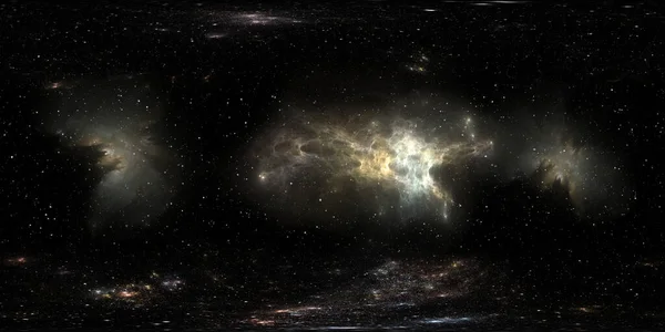 360 Градусов Космического Фона Туманностью Звездами Равноугольная Проекция Карта Окружающей — стоковое фото