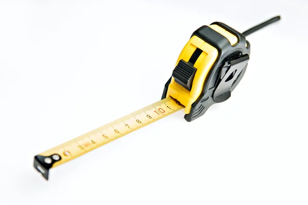 Beyaz arka plan az sarı ölçü şerit metre