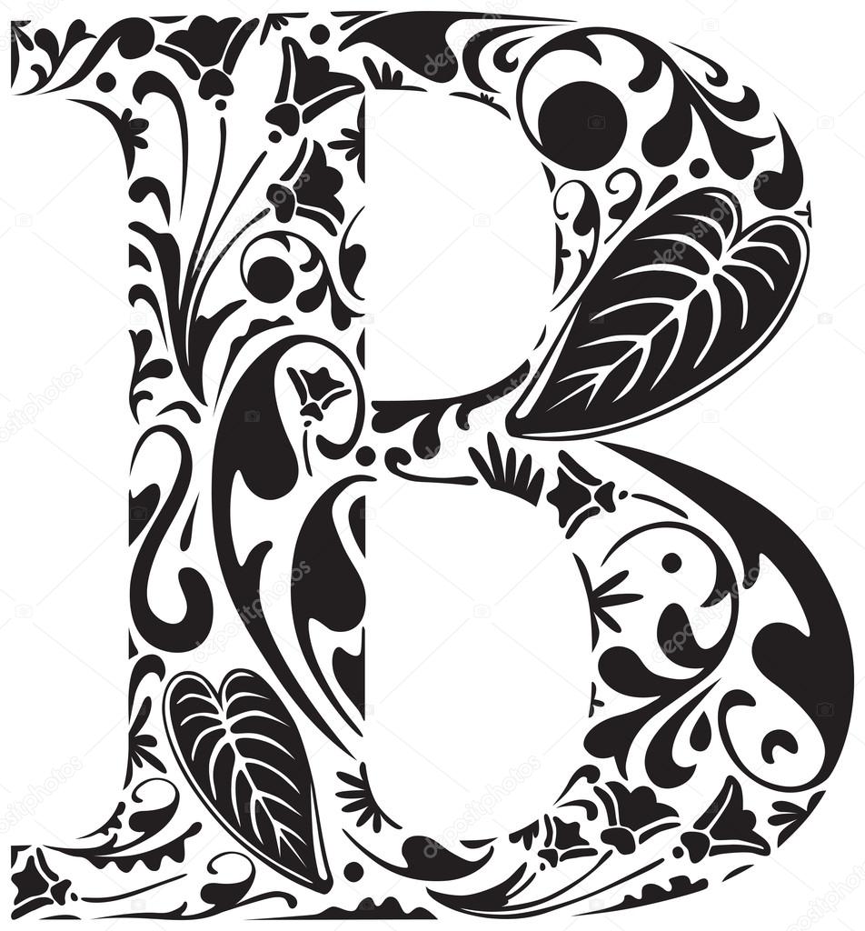 Floral initial capital letter B